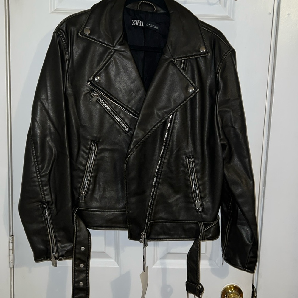 Zara Black Leather Jacket for Women